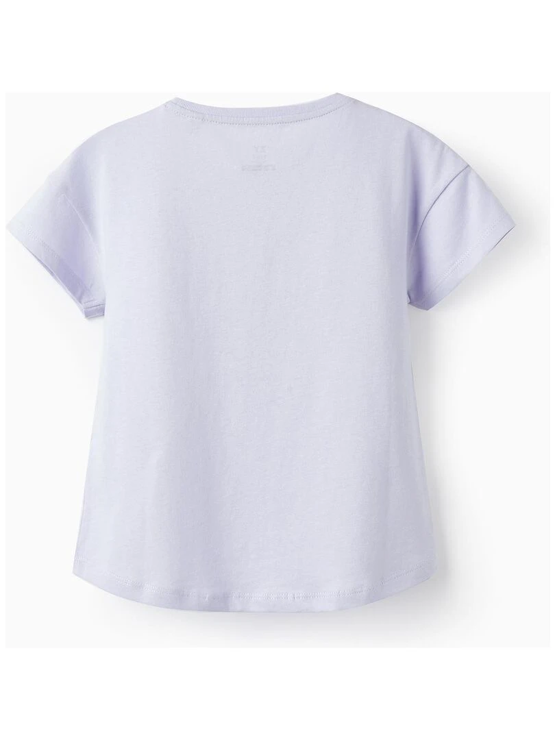 T shirt en coton avec paillettes pour fille 'Smile Everyday' manches courtes THE WAVE TRIBE Mauve
