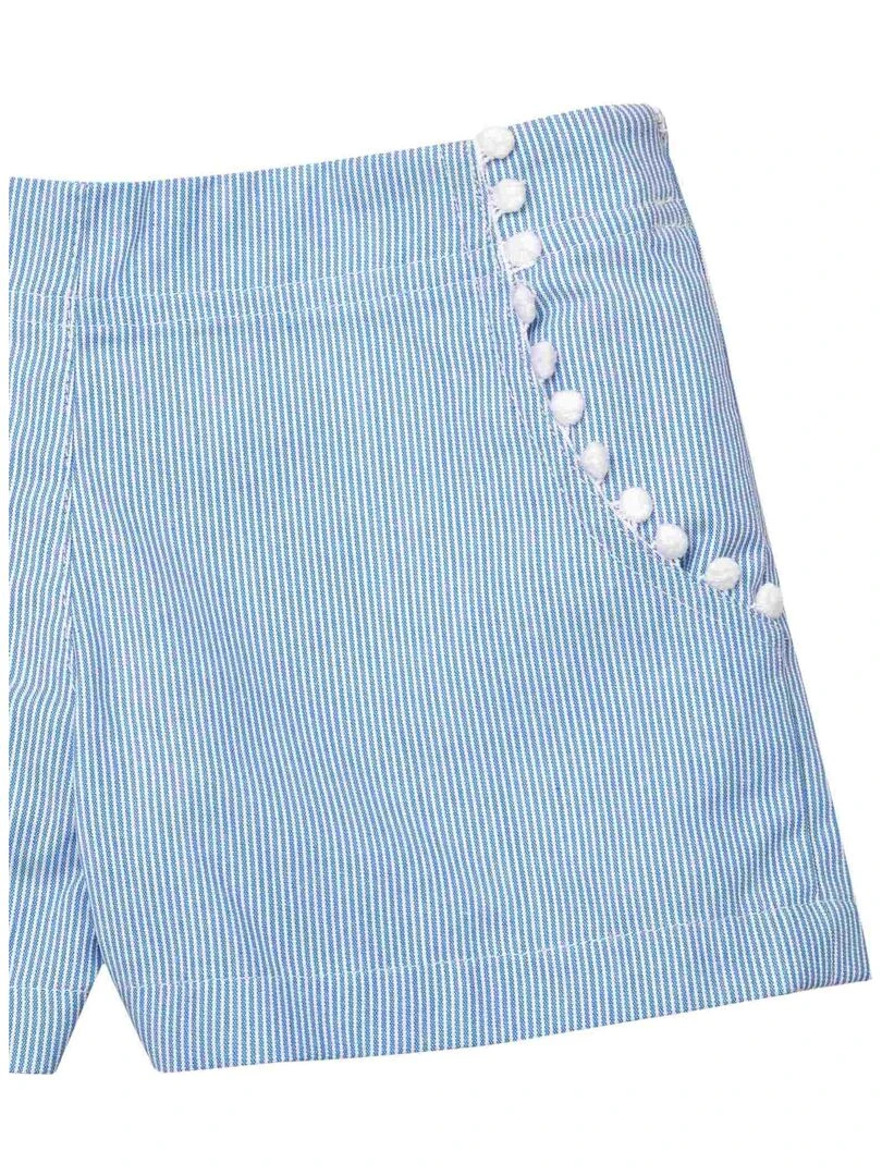 Short Été Fille Rayures Bleues Blanches ANGIE 'LA FAUTE A VOLTAIRE' Blanc Bleu ciel
