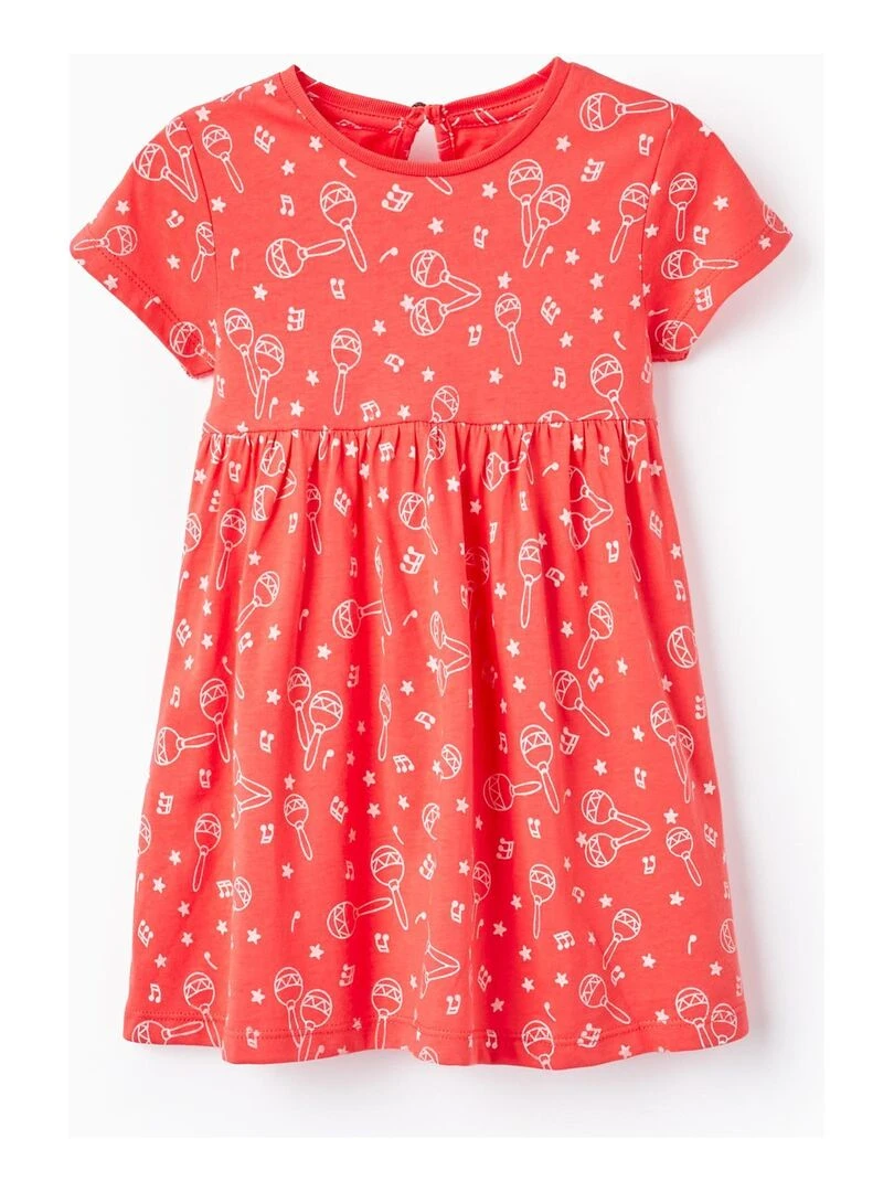 Robe avec Imprimé pour Bébé Fille 'Maracas' manches courtes CUBA Rose