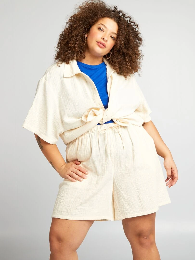 Chemisier en gaze de coton Beige