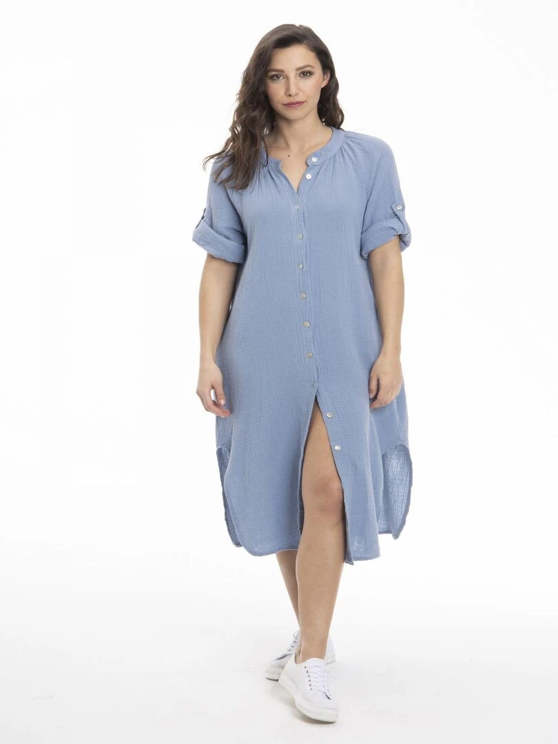 Robe col tunisien RUSSEL   Gérard Pasquier   Bleu foncé