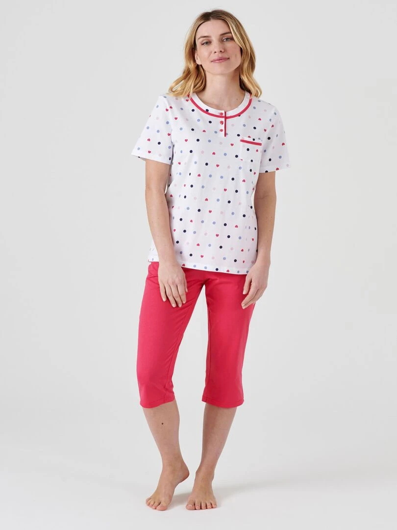 Pyjacourt imprimé jersey Damart Rose