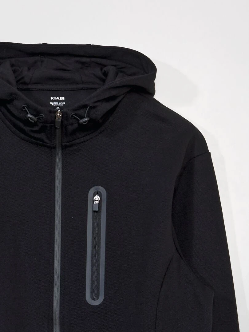 Sweat en piqué de coton   noir