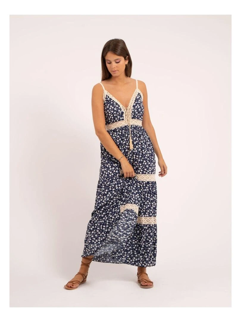 Robe longue motifs INOZEL Bleu marine