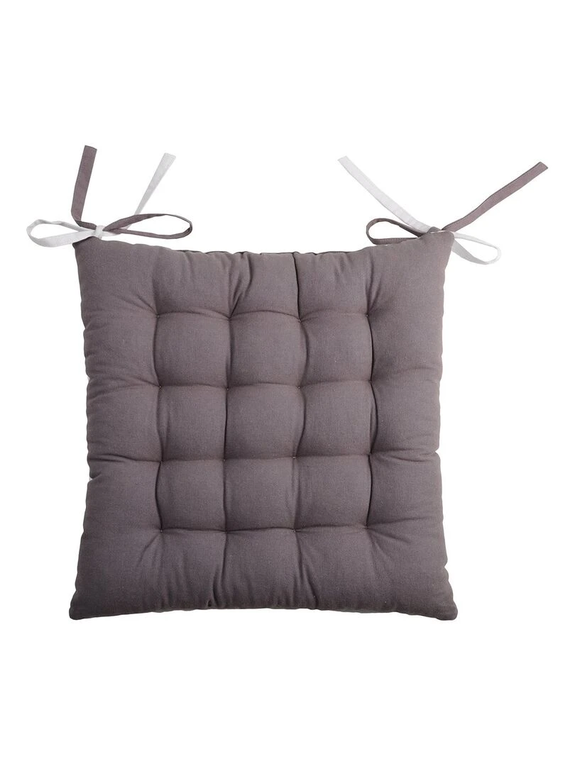 Lot de 4 galettes de chaise 16 points 40x40 Duo gris perle coton Gris