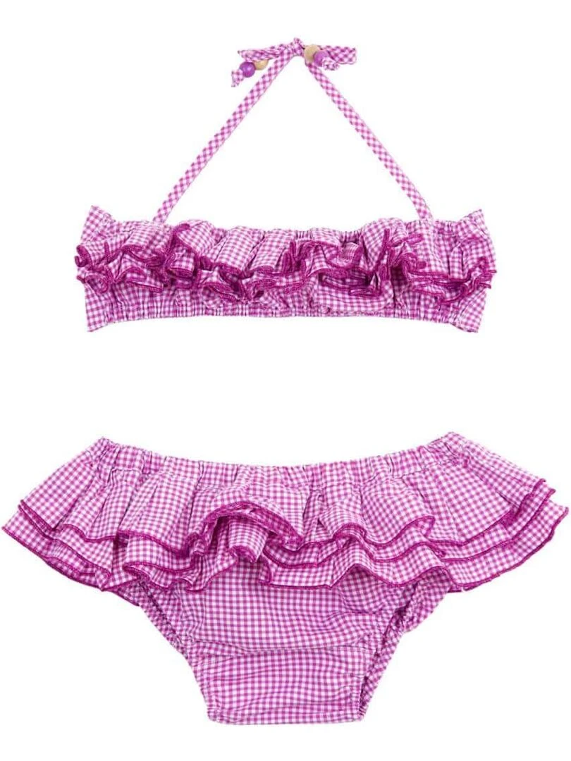 Maillot de Bain 2 Pièces Fille Carrx Vichy Violet SWAN 'LA FAUTE A VOLTAIRE' Violet
