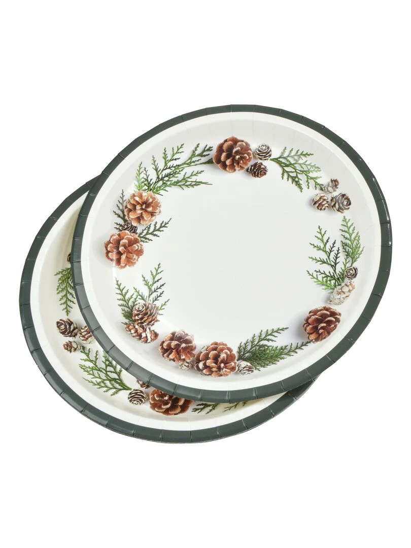 Set de 6 assiettes en carton Pommes de pin Vert