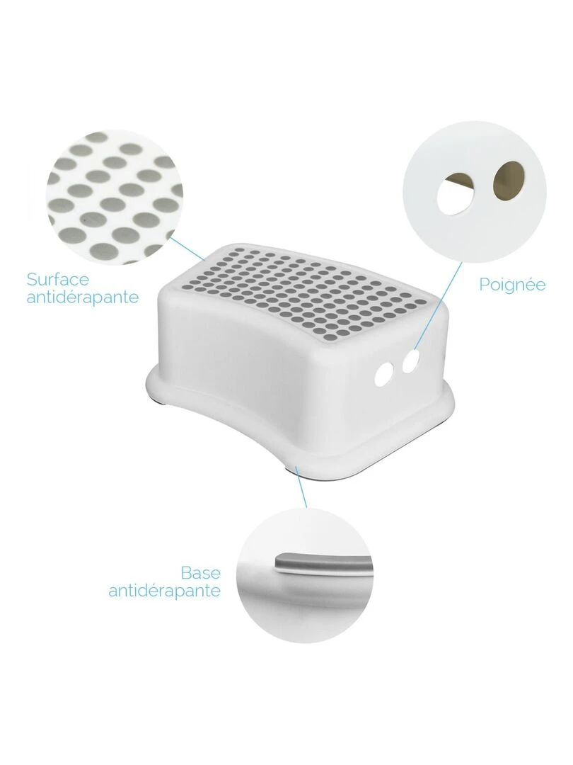 Lot de 5 Marchepieds antidérapants en plastique Monsieur Bébé Gris
