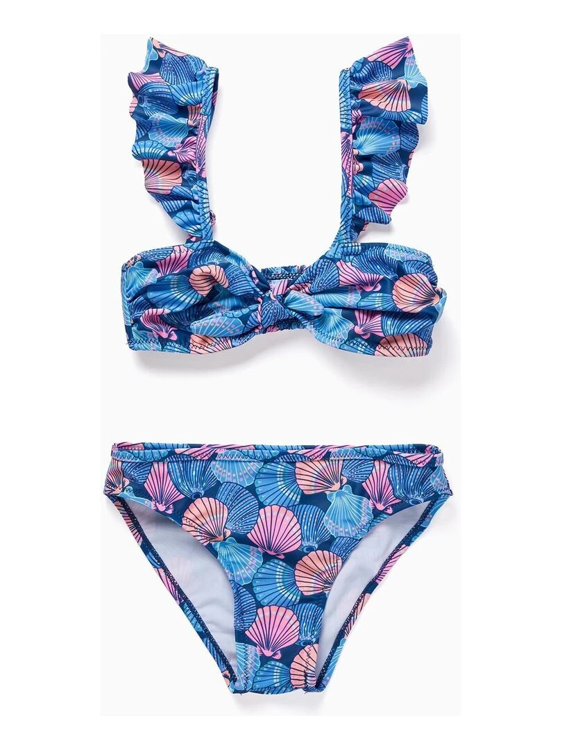 Maillot de bain UPF80 avec Motif Coquillages pour Fille Bleu foncé