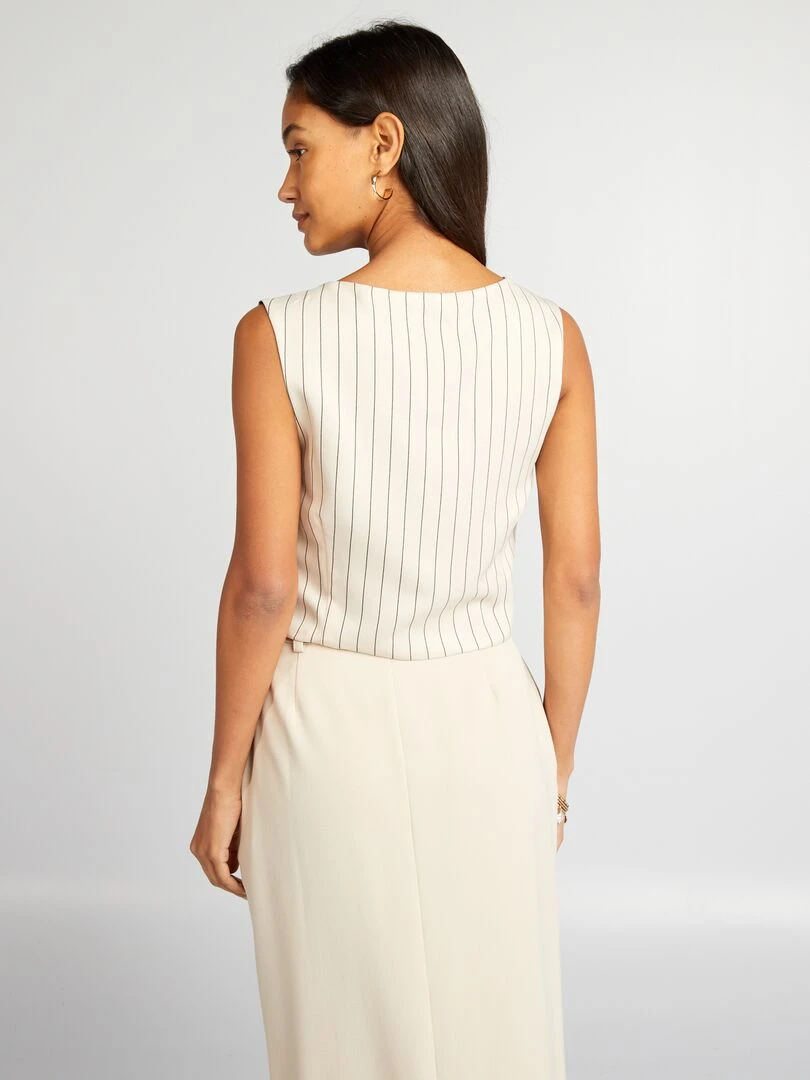 Gilet col V à rayures   Beige/noir