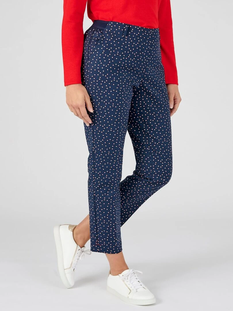 Pantalon 7/8ème satin de coton Damart Bleu marine