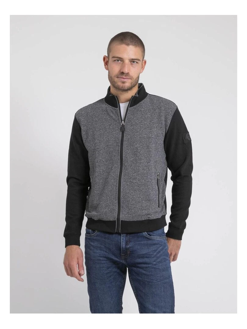 Gilet zippé col montant bi matière WILOFTI Noir