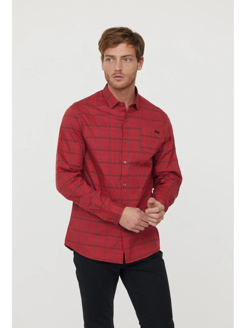 Lee Cooper   Chemise manches longues coton regular DROUPA   Rouge