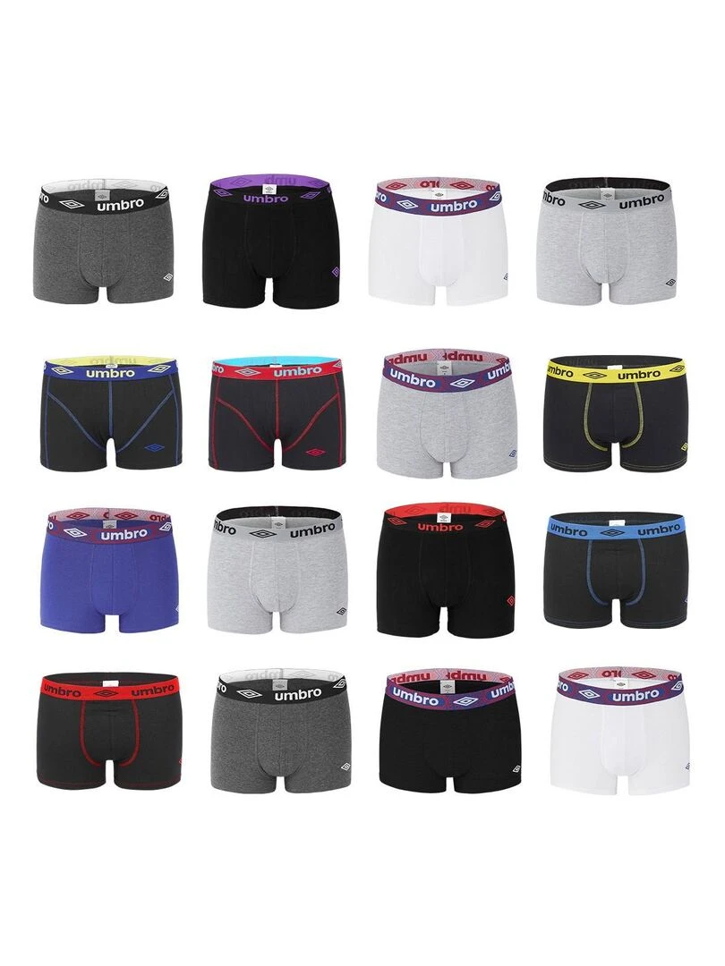 Pack Surprise de 6 Boxers coton homme Umbro Bleu