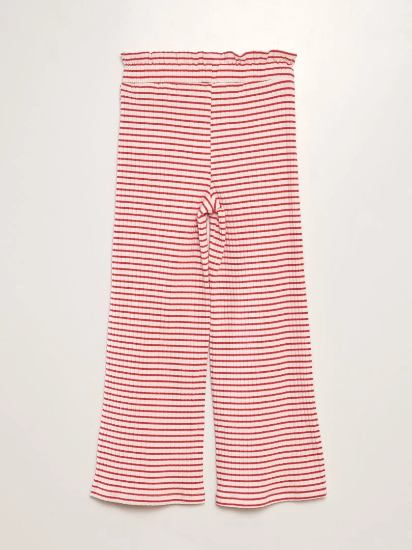 Pantalon large en maille côtelée Rouge