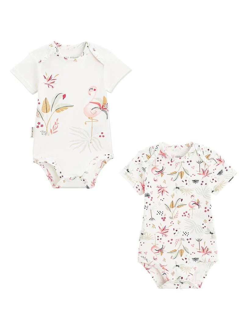 Lot de 2 bodies bébé manches courtes Petit Paradis Ecru