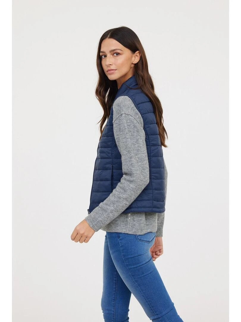 Lee Cooper   Doudoune sans manches polyester col zippé FONYLA   Bleu marine