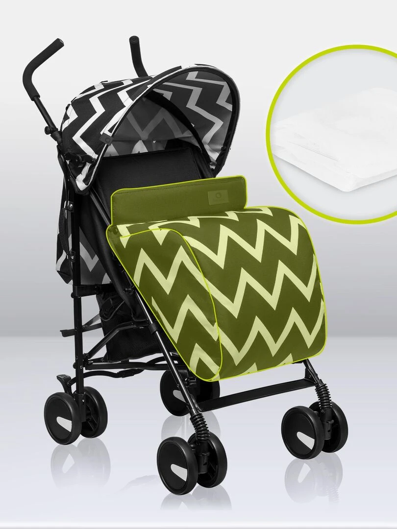 LIONELO Elia   Poussette bébé canne compacte   De 6 à 36 mois   Accessoires inclus   Noir   Noir Blanc