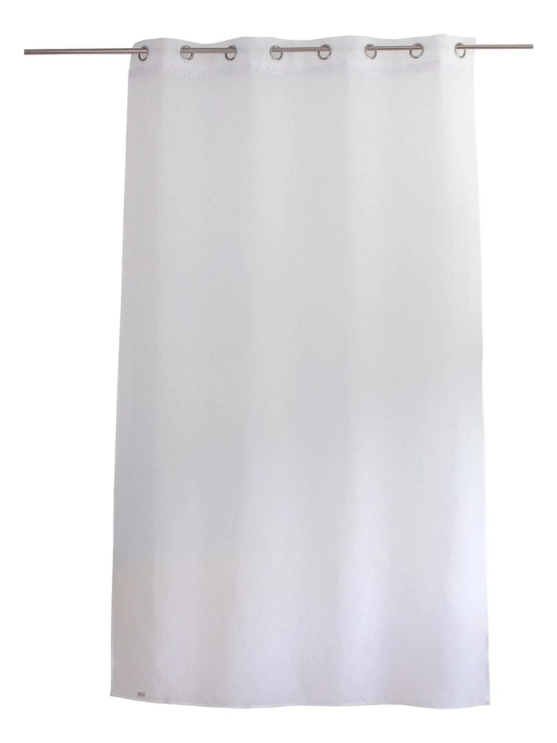 Voilage tamisant avec galon feuille en macramé Blanc