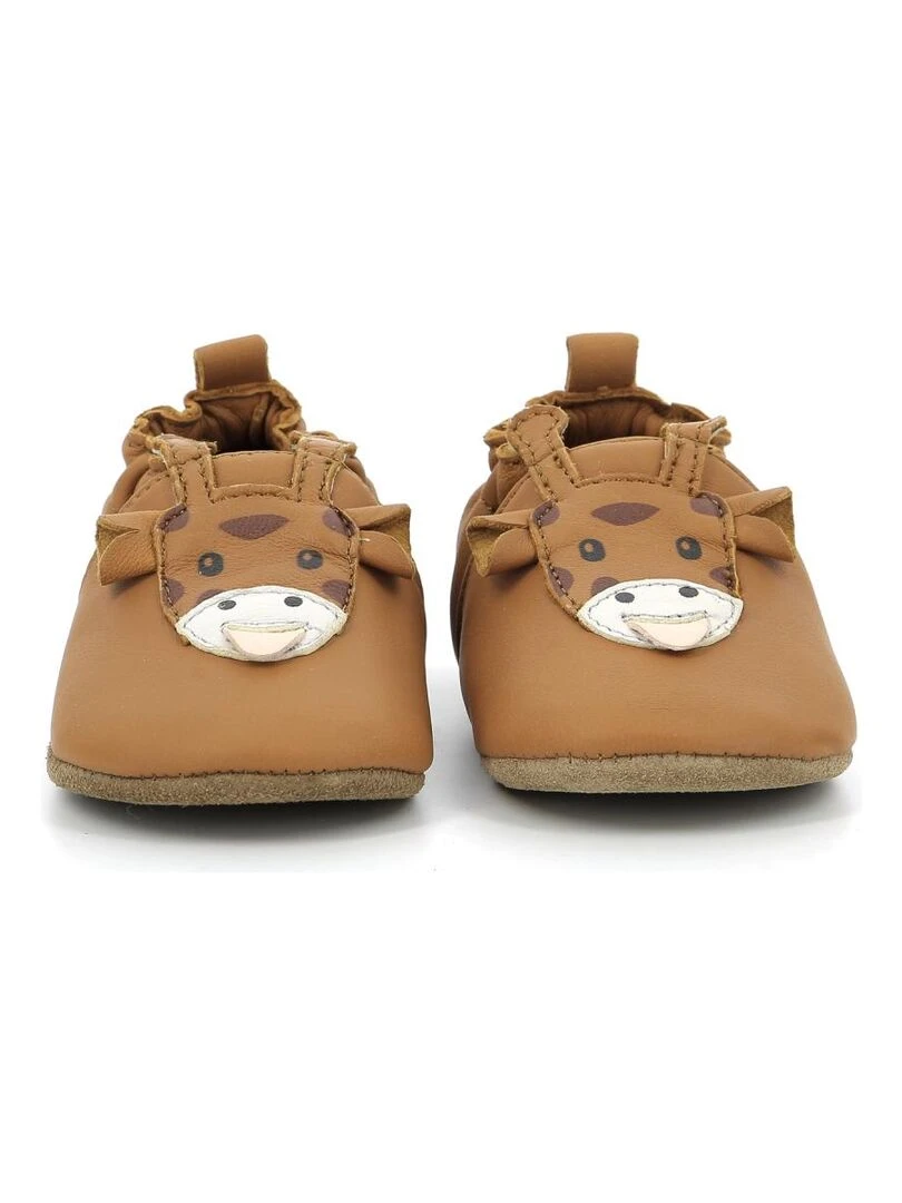 Chaussons Cuir Cute Girafon   Marron