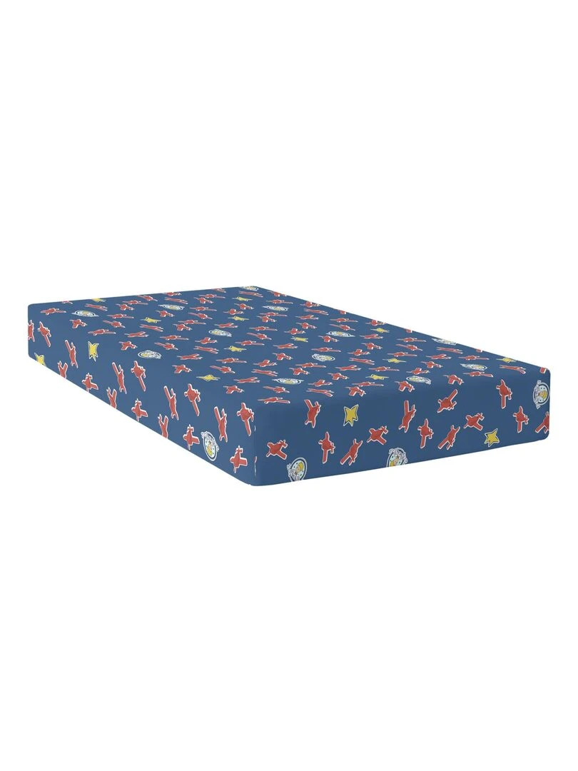 Drap housse Son avion "Happyfriday"   Bleu Jaune