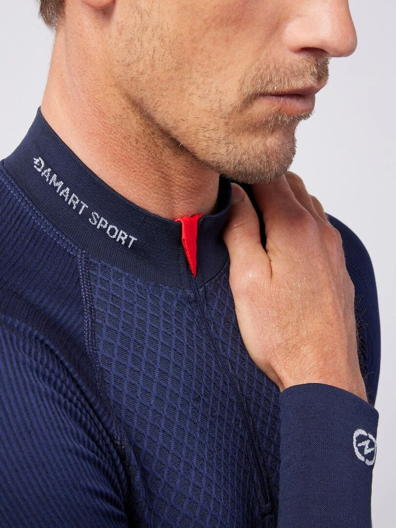 T shirt col zippé Energy 3 Thermolactyl homme DamartSport Bleu Bleu