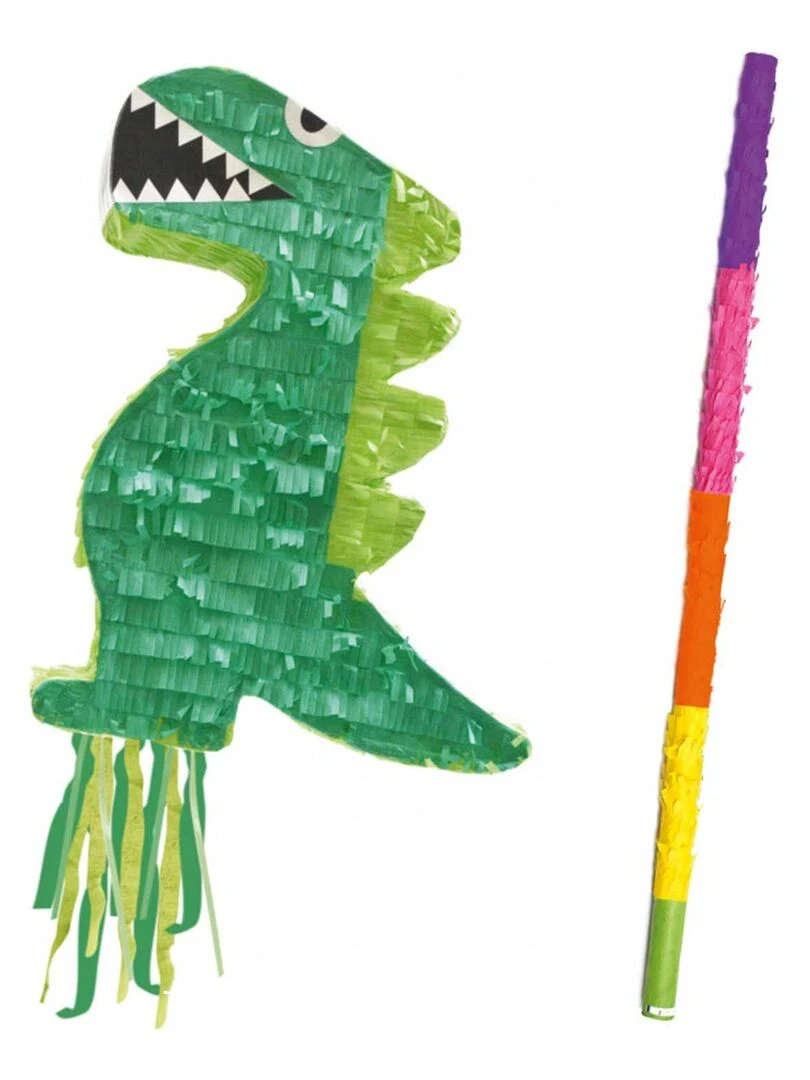 Piñata dinosaure + bâton Multicolore