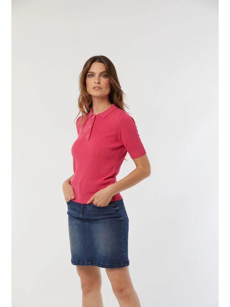 Lee Cooper Polo manches courtes viscose slim CAISSY Rose fushia