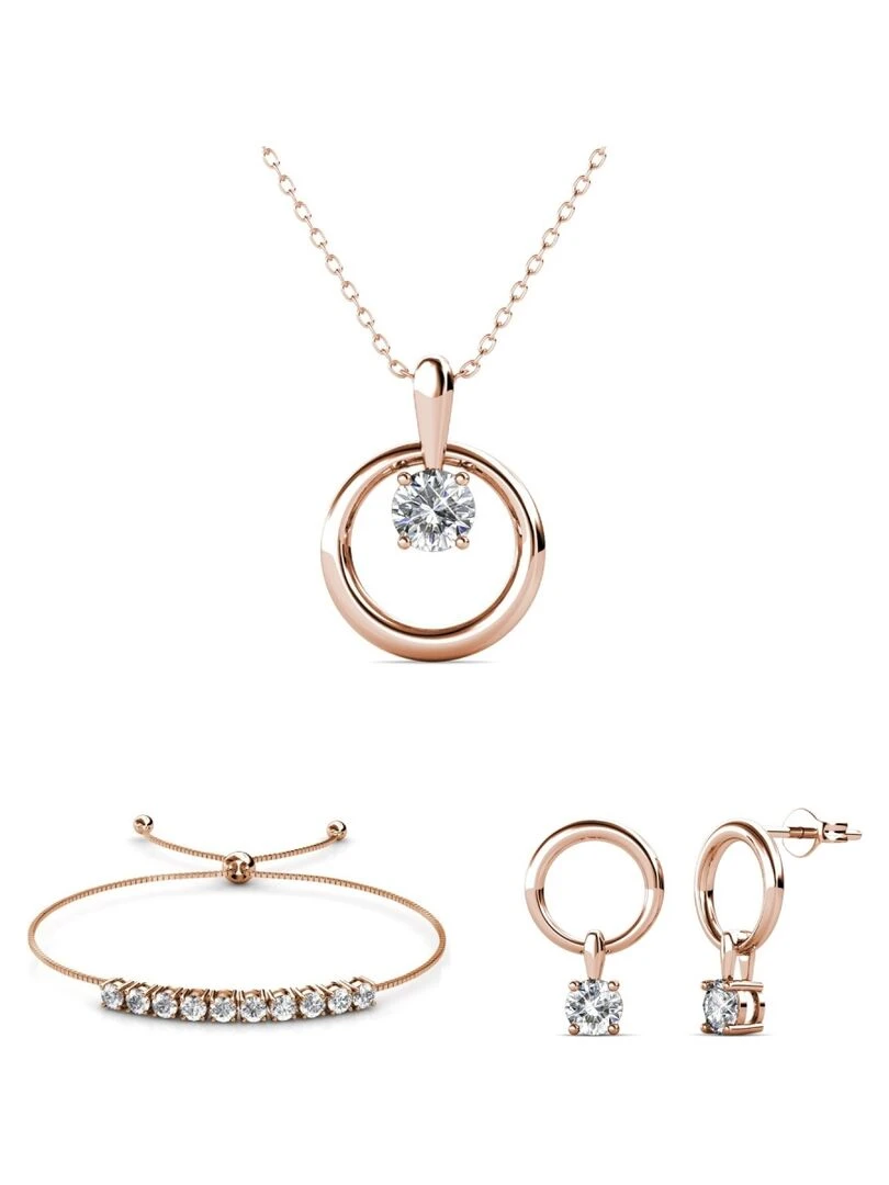 Parures Mia Octavia Or Rosé et Cristal Transparent