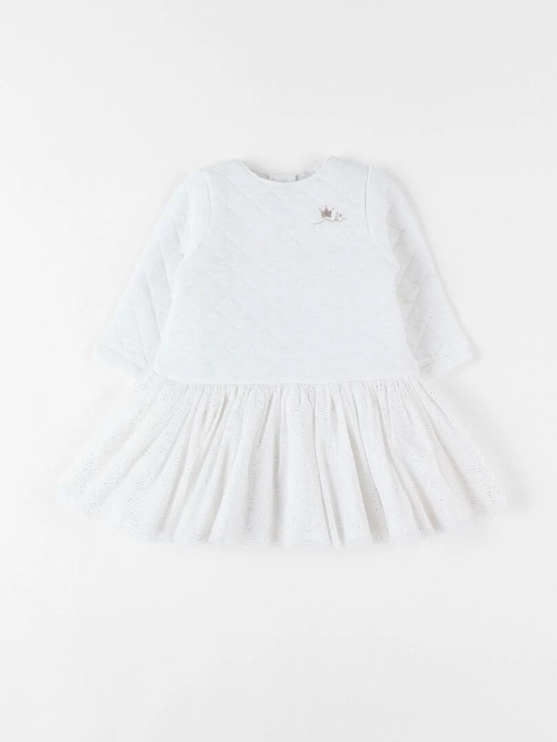 Robe bi matière paillette chiné/doré Noukie's Blanc