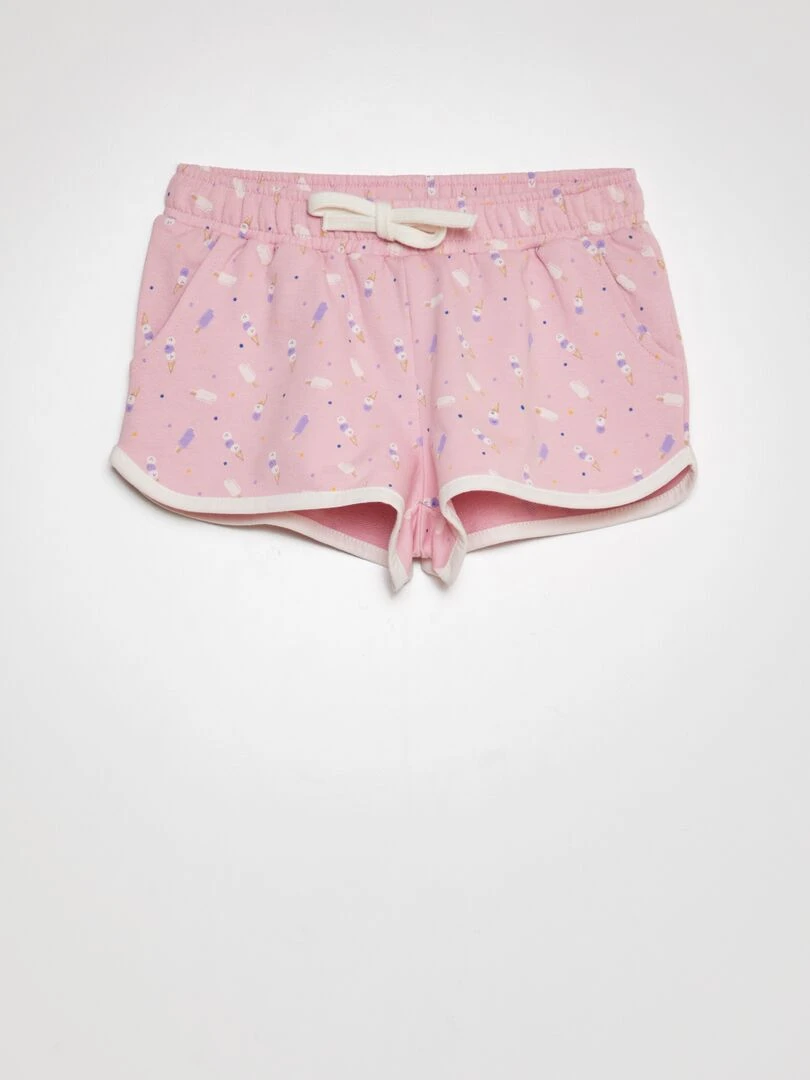 Short molletonné à bords contrastants Rose