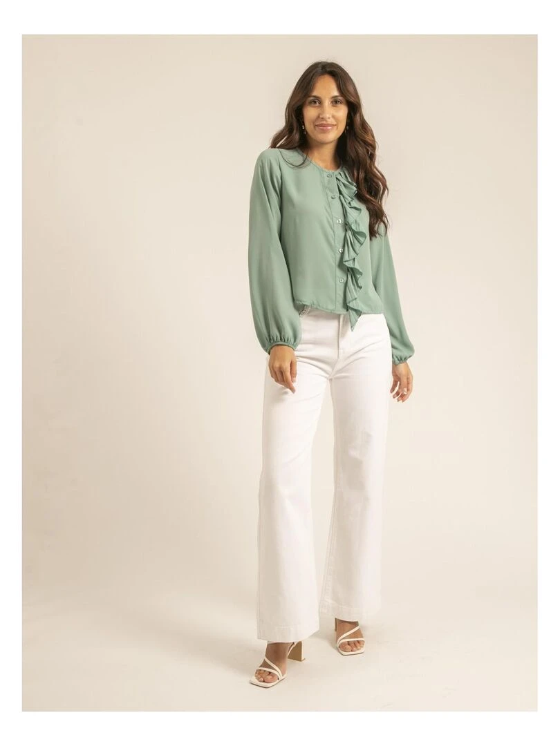Chemise avec volant ODILE   Vert pistache