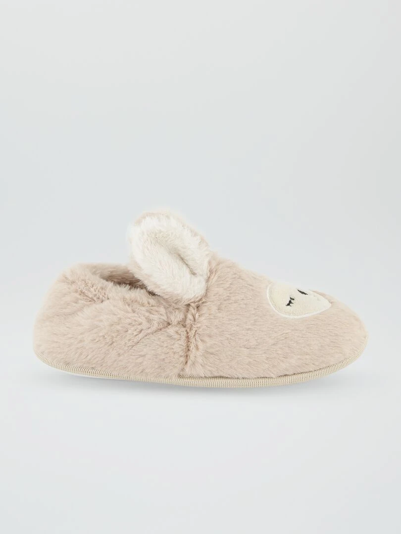 Chaussons doux 'lapins' Beige
