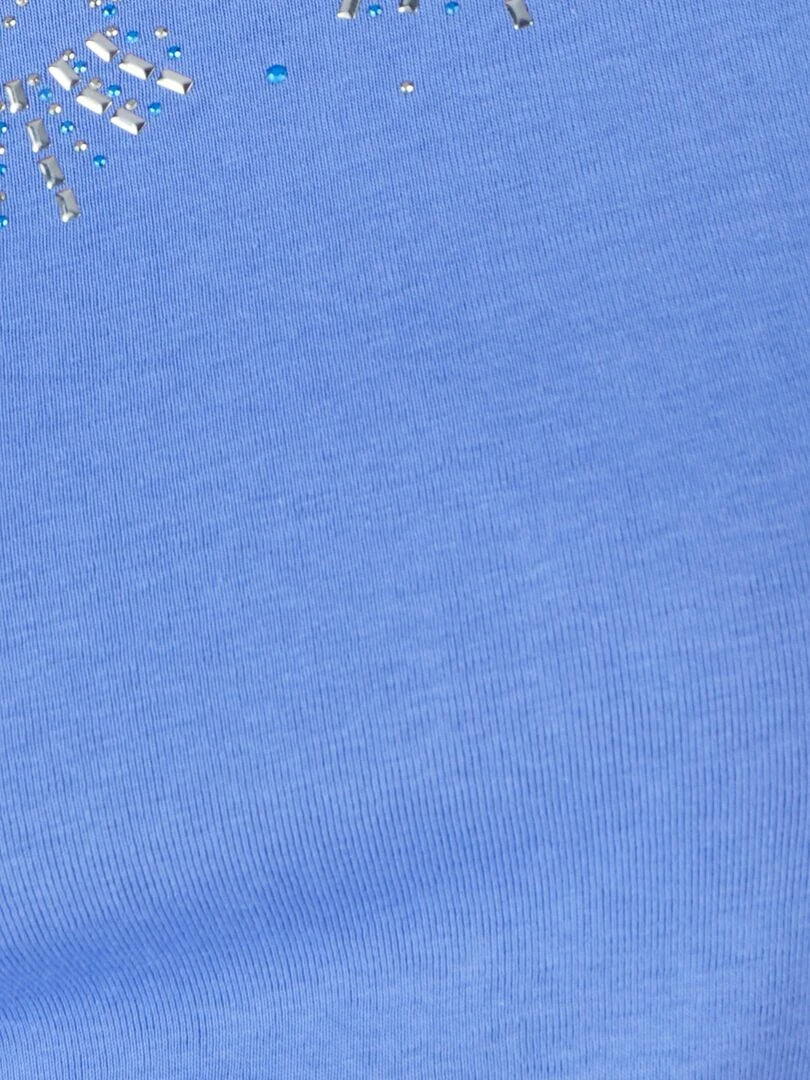Tee shirt col rond strassé   Damart   Bleu azur