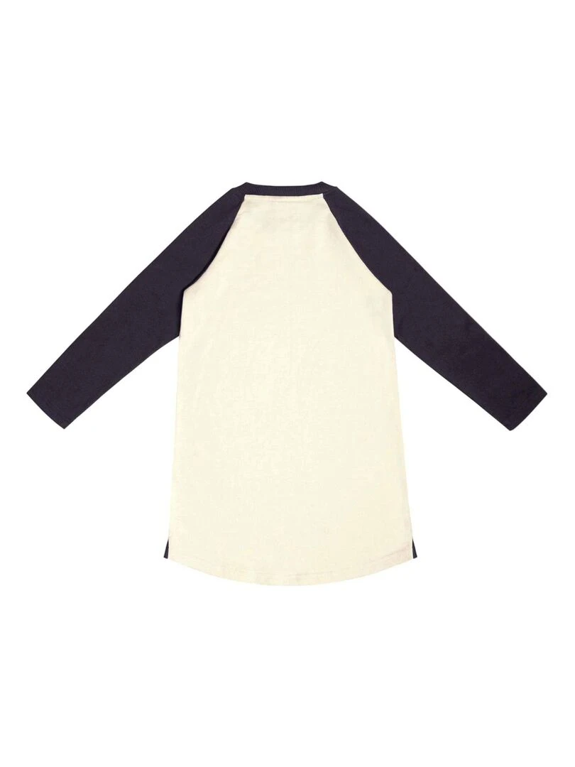 Robe Sweat Fille  Coton Beige Noir Imprimé Chouette  THE OWL   'LA FAUTE A VOLTAIRE'   Noir Beige Bleu