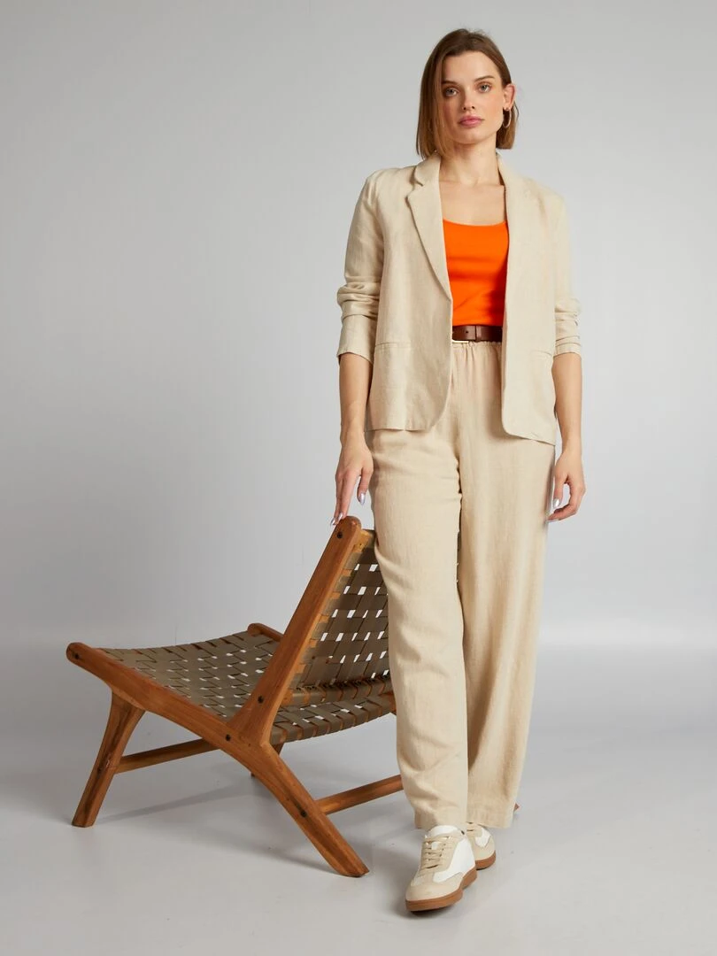 Pantalon en lin large 'JDY' Beige