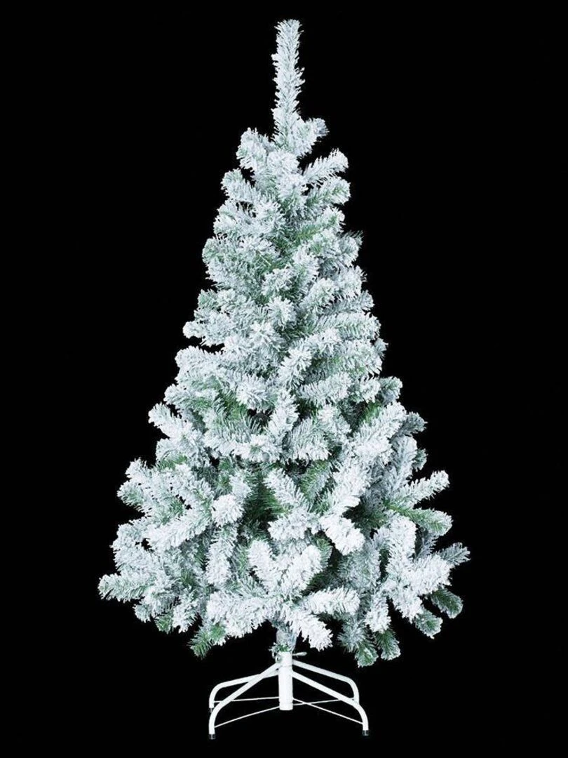 Sapin de Noël floqué 210 cm   Blanc