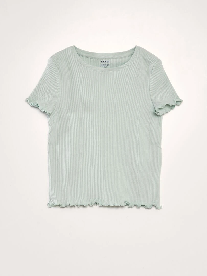 T shirt côtelé Vert d'eau