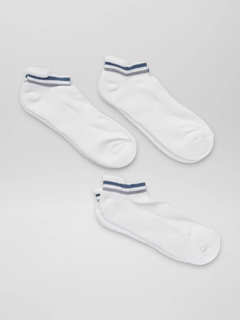 Chaussettes de sport invisibles Lot de 3 Blanc/bleu