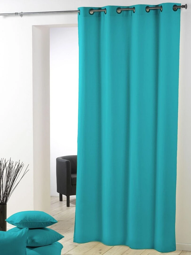 Rideau a oeillets Polyester uni Collection Essentiel Bleu