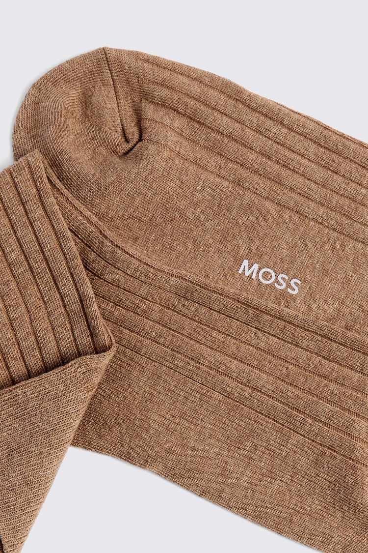 Taupe Melange Ribbed Socks Buy Online at Moss