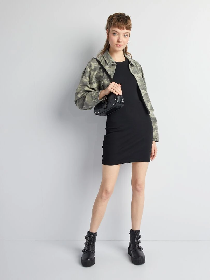 Robe courtes moulante côtelé noir
