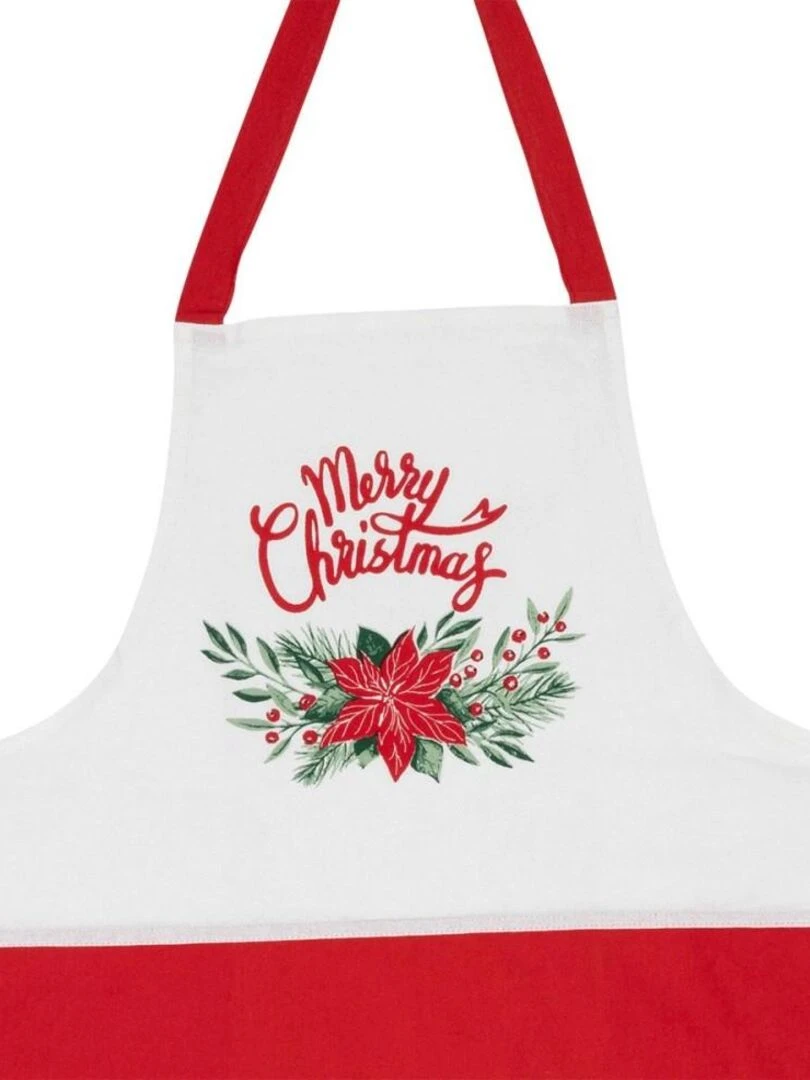 Tablier baies de Noël 60x80 cm coton   Rouge