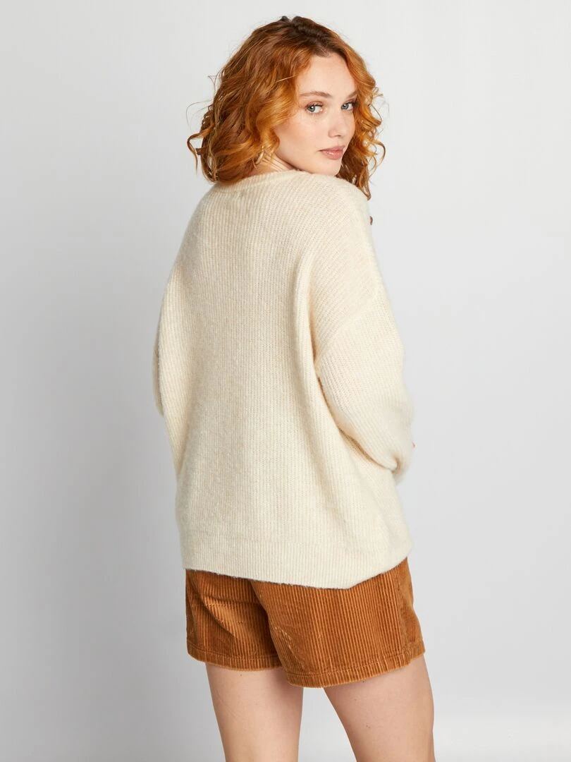 Pull en maille côtelée douce   Beige