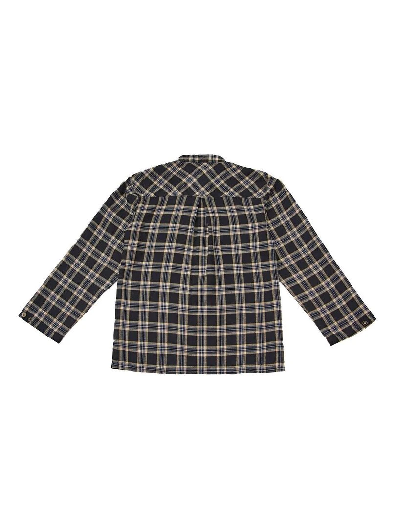Chemise Carrx Tartan Garçon  Noir Beige  Col Mao  RIMBAUD   'LA FAUTE A VOLTAIRE'   Noir Marron Blanc