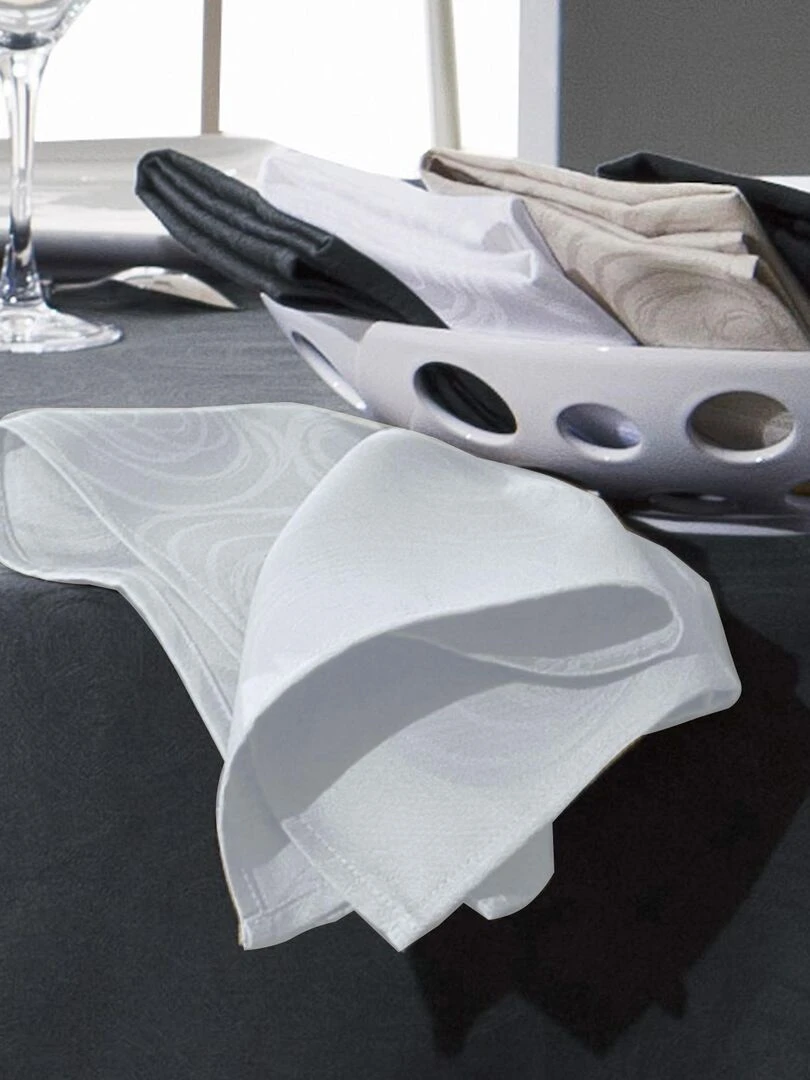 Lot de 3 serviettes de table spirale Blanc
