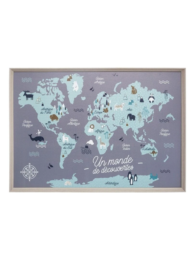 Tableau carte du monde enfant Gris