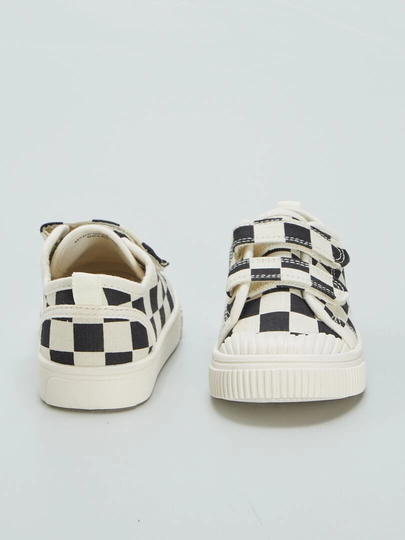 Baskets basses à scratchs   Noir/blanc