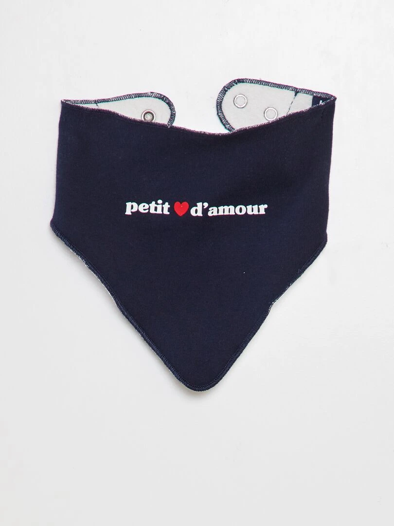 Ensemble pyjama + body + bavoir 'petit coeur d'amour'   Blanc/marine