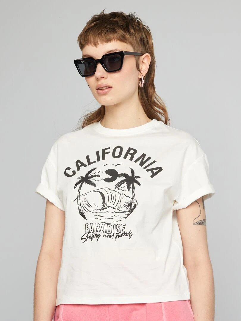 Tee shirt oversize imprimé   Blanc